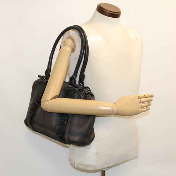 BURBERRY Nova Check Shoulder Bag PVC Leather Brown Auth yk7846B - Picture 15 of 15